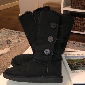 Black ugg boots with buttons tall